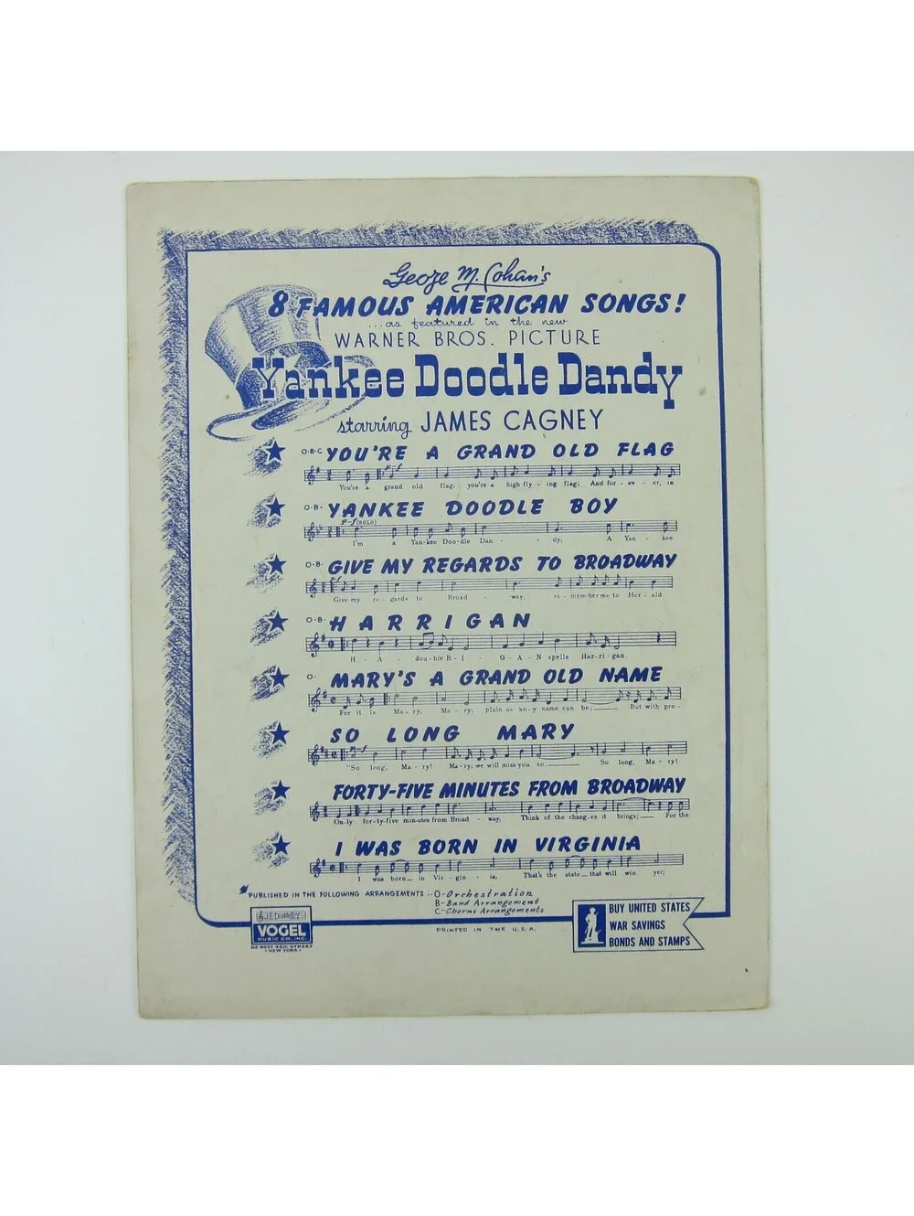 Sheet Music Yankee Doodle Dandy Film James Cagney George Cohan Vintage 1931